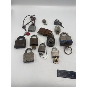 Vintage Padlock Lot Master Lock Yale Westinghouse Waterbury Antique Keys Mixed